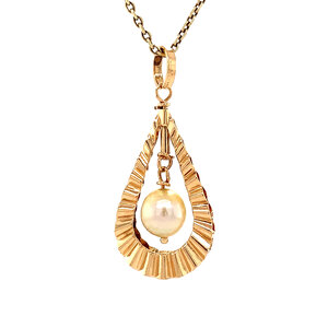 Gold pendant with pearl 14 kt