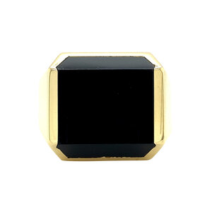 Gouden zegelring met onyx 14 krt