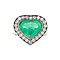 vintage White gold ring with emerald and diamonds 18 krt