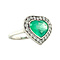 vintage White gold entourage ring with emerald and diamond 18 kt