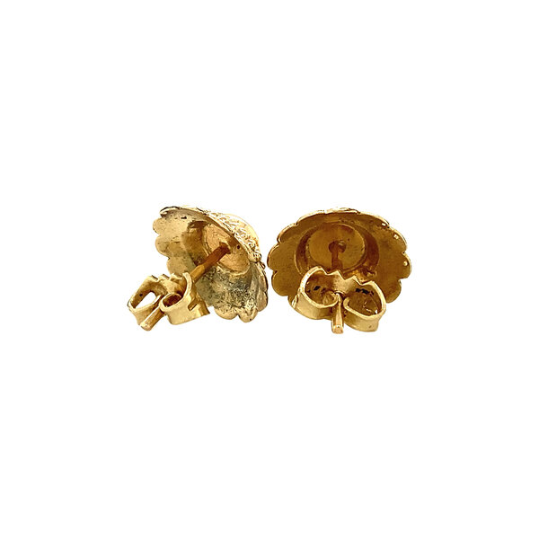 vintage Gouden oorstekers met bloedkoraal 14 krt