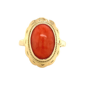 Gouden ring met bloedkoraal 14 krt