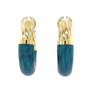 Gold earrings with enamel 18 krt