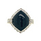 vintage Witgouden ring met onyx en diamant 14 krt