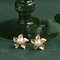 vintage Gold flower stud earrings with pearl 14 carat