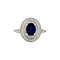 vintage White gold entourage ring with sapphire and diamond 18 kt