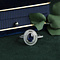 vintage Witgouden entourage ring met saffier en diamant 18 krt