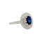 vintage Witgouden entourage ring met saffier en diamant 18 krt