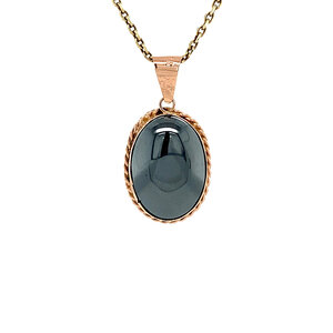 Rose-gold pendant with hematite 14 kt