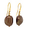 vintage Gouden oorhangers met bruin glas 14 krt