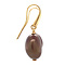 vintage Gouden oorhangers met bruin glas 14 krt