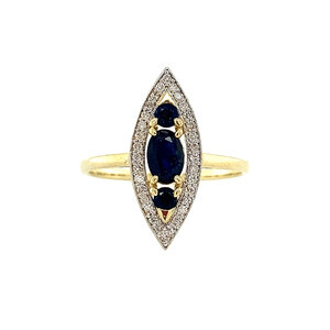 Gouden ring met saffier en diamant 14 krt