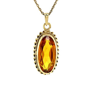 Gold pendant with orange sapphire 14 krt