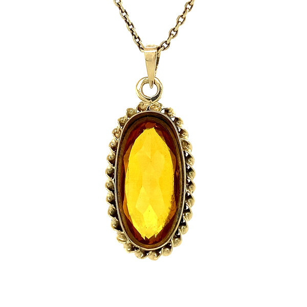 vintage Gold pendant with orange sapphire 14 krt