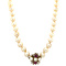 vintage Parel collier met witgouden sluiting met robijn 14 krt