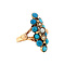 vintage Fantasie ring met turkoois en parel 12 krt