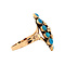 vintage Fantasie ring met turkoois en parel 12 krt