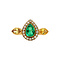 vintage Gold ring with moissanite, emerald and diamonds 18 krt
