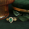 vintage Gold ring with moissanite, emerald and diamonds 18 krt