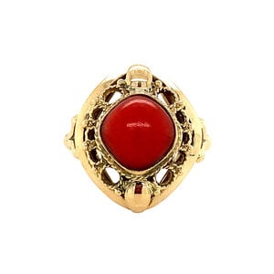 Gouden ring met bloedkoraal 14 krt