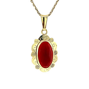Gold pendant with carnelian 14 kt