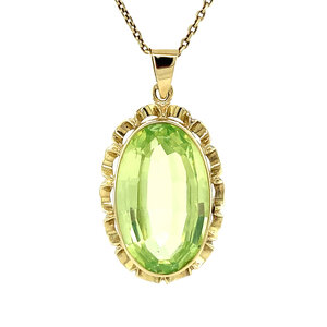 Gouden hanger met groene spinel 14 krt