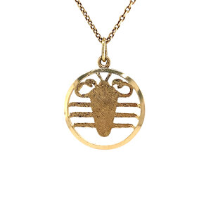 Gold lobster pendant 14 krt