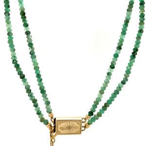 Smaragd collier met gouden sluiting 14 krt