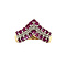 vintage Gouden ring met  robijn en diamant 14 krt