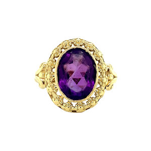 Gouden ring met amethist 14 krt