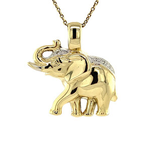 Golden elephant pendant with diamond 14 carat