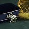 vintage Gouden olifant hanger met diamant 14 krt