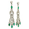 vintage Platina oorhangers met smaragd en diamant 950