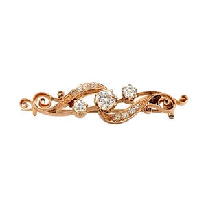 Rose gold brooch with diamond 14 ct