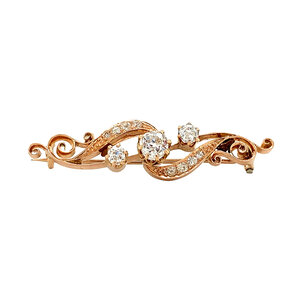 Roségouden broche met diamant 14 krt