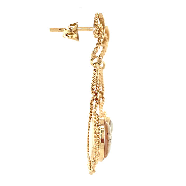 vintage Gouden oorhangers met camee 14 krt