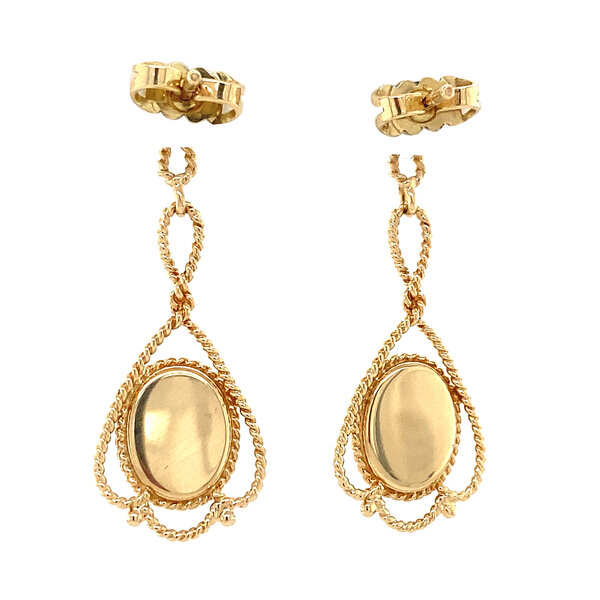 vintage Gouden oorhangers met camee 14 krt