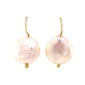 Gold earrings with pearl 14 krt
