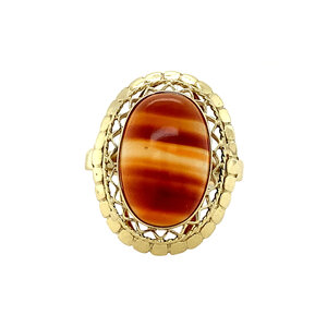 Gouden ring met streepagaat 14 krt