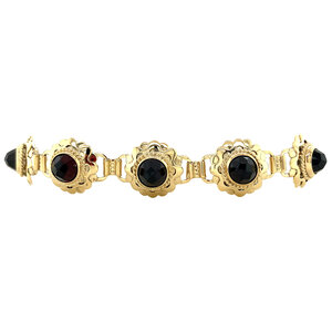 Gold little-boat bracelet with garnet 14 kt