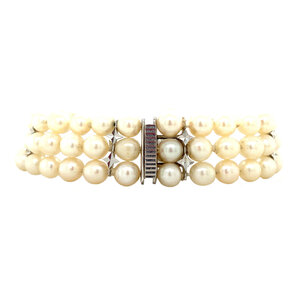 Pearl bracelet with gold clasp 14 krt
