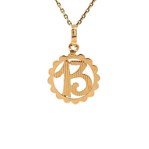 Gouden nummer dertien hanger 18 krt