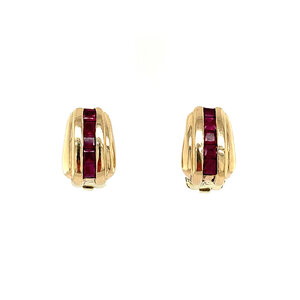 Gold ear clips with ruby 14 kt