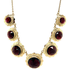 Gouden collier met granaat 14 krt