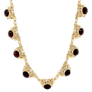 Gold necklace with garnet 14 krt