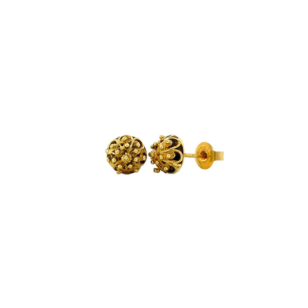 vintage Gouden fantasie oorstekers 18 krt