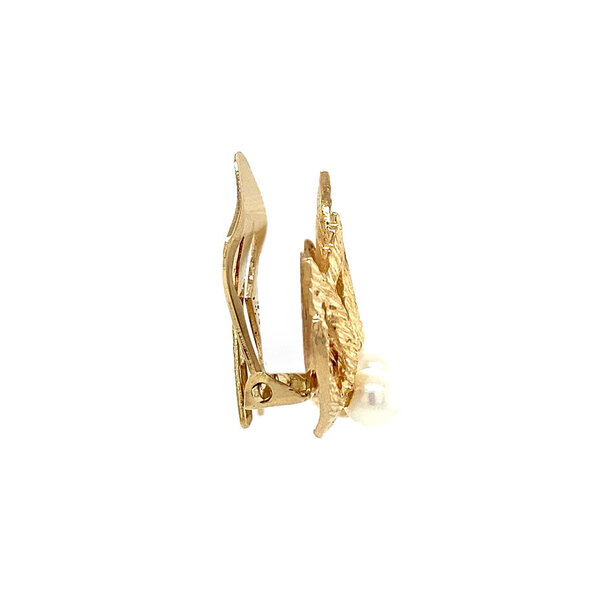 vintage Fantasie oorclips met parel 9 krt
