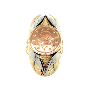 Tricolour gold coin ring 14 krt