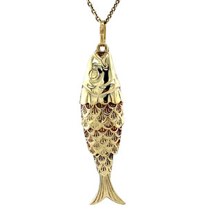 Gold fish pendant 14 krt