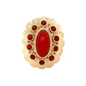 Gouden ring met bloedkoraal 14 krt